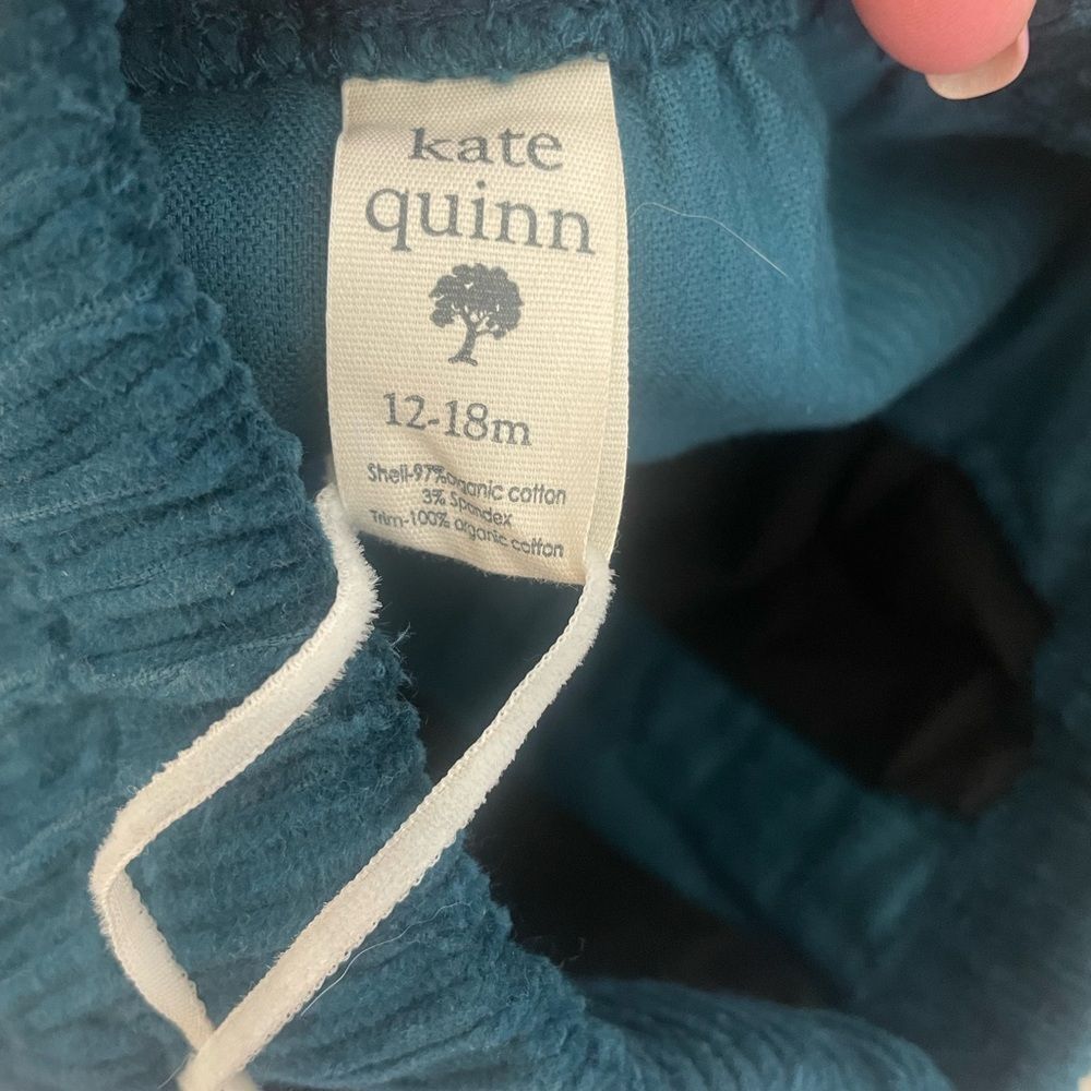 New Kate Quinn organic corduroys pants teal infant toddler sz 12-18 mos pockets - Picture 6 of 6